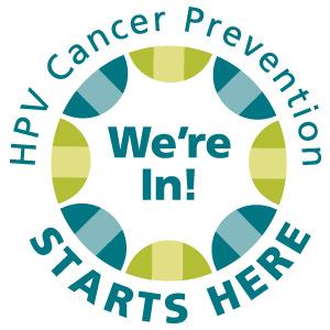 HPV cancer prevention logo We're In!